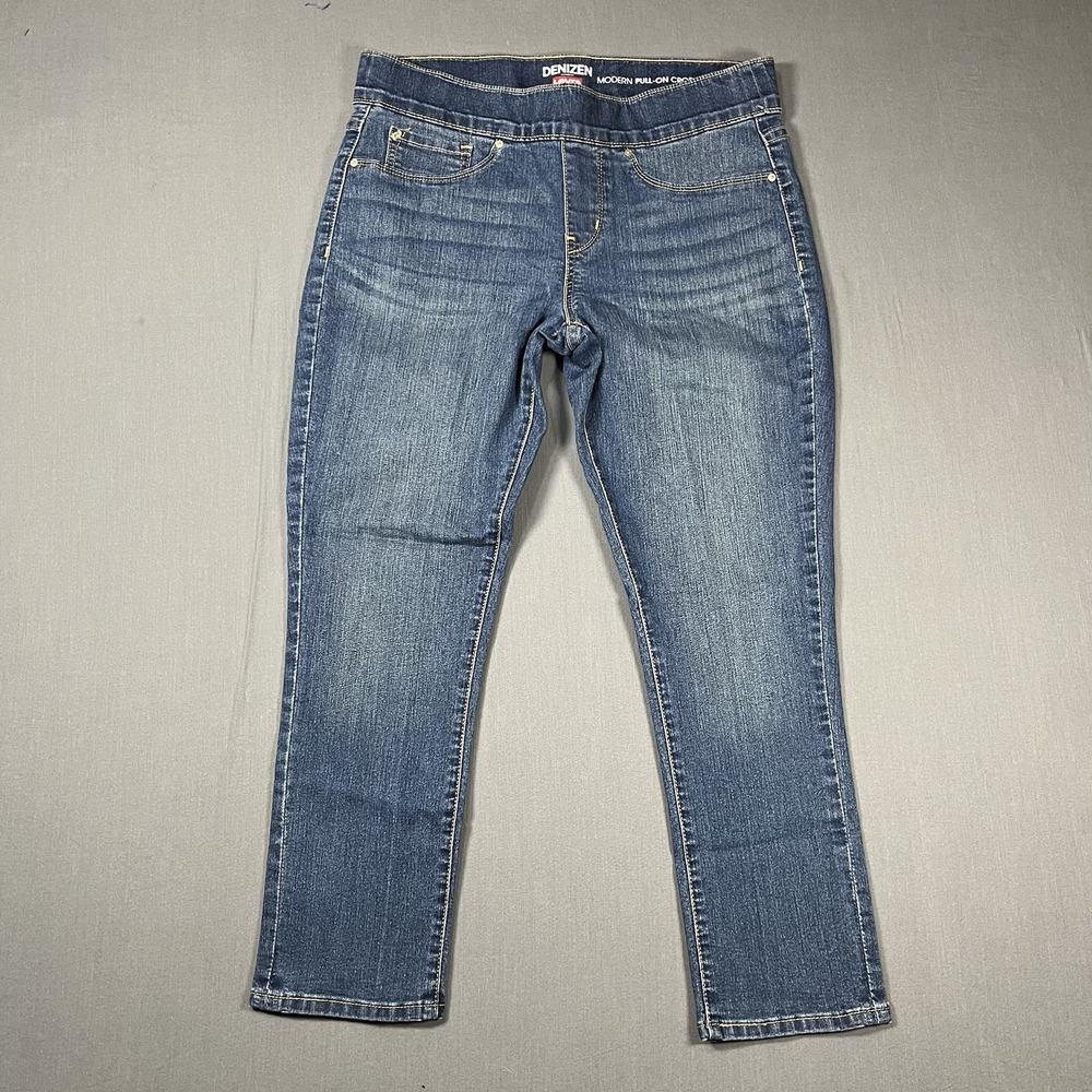 Denizen Levis Womens Modern Pull On Crop Jeans Medium Wash Blue Size 10 Stretch